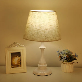 Simple Barrel Fabric Shade Art Conical Base Table Lamp Zawala Image - 3