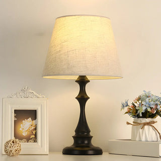 Simple Barrel Fabric Shade Art Conical Base Table Lamp Zawala Image - 4