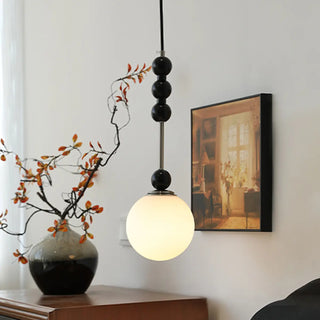 ZOWALA - Modern Black Bead Chain White Glass Pendant Light  Image - 1