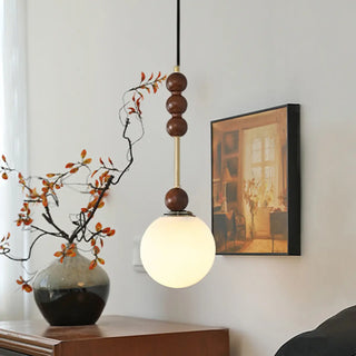 ZOWALA - Modern Black Bead Chain White Glass Pendant Light  Image - 2