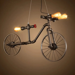 ZOWALA - Black Bicycle 3-Light Edison Bulb Chandelier Image - 1