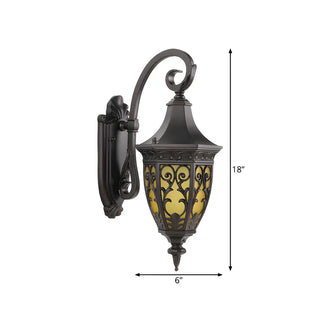 Black Classic Metal External LED Wall Lantern Light Zawala #size