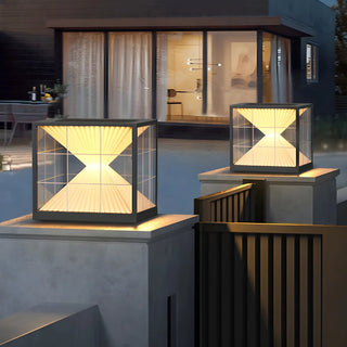 ZOWALA - Black Clear Cube LED Outdoor Post Light Image - 1