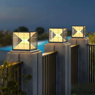 ZOWALA - Black Clear Cube LED Outdoor Post Light Image - 10
