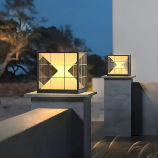 ZOWALA - Black Clear Cube LED Outdoor Post Light Image - 2