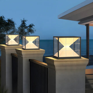 ZOWALA - Black Clear Cube LED Outdoor Post Light Image - 3