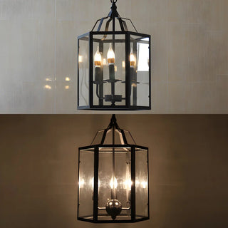 ZOWALA - Black Clear Hexagon Cage Candle Chandelier Image - 10
