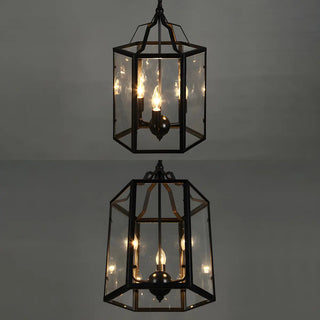 ZOWALA - Black Clear Hexagon Cage Candle Chandelier Image - 11
