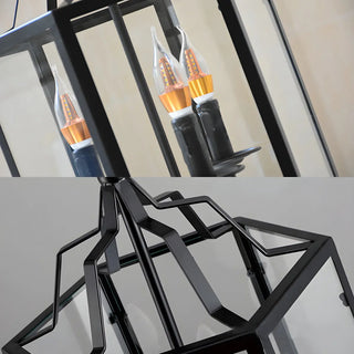 ZOWALA - Black Clear Hexagon Cage Candle Chandelier Image - 14
