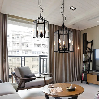 ZOWALA - Black Clear Hexagon Cage Candle Chandelier Image - 1