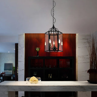 ZOWALA - Black Clear Hexagon Cage Candle Chandelier Image - 3