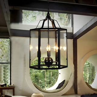ZOWALA - Black Clear Hexagon Cage Candle Chandelier Image - 5