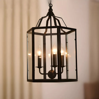 ZOWALA - Black Clear Hexagon Cage Candle Chandelier Image - 6