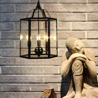 ZOWALA - Black Clear Hexagon Cage Candle Chandelier Image - 7