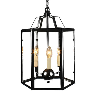 ZOWALA - Black Clear Hexagon Cage Candle Chandelier Image - 8
