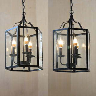 ZOWALA - Black Clear Hexagon Cage Candle Chandelier Image - 9