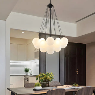 ZOWALA - Cluster White Glass Dining Room Black Bubble Chandelier Image - 1