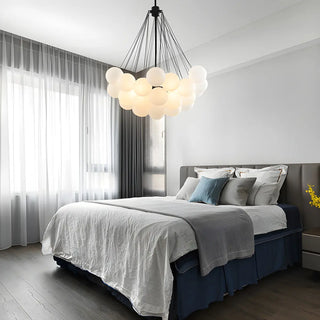 ZOWALA - Cluster White Glass Dining Room Black Bubble Chandelier Image - 10