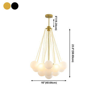 ZOWALA - Cluster White Glass Dining Room Black Bubble Chandelier #size