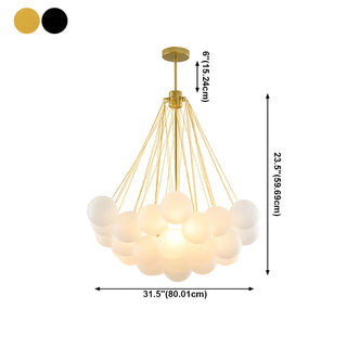 ZOWALA - Cluster White Glass Dining Room Black Bubble Chandelier Image - 12