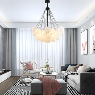 ZOWALA - Cluster White Glass Dining Room Black Bubble Chandelier Image - 3