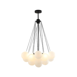 ZOWALA - Cluster White Glass Dining Room Black Bubble Chandelier Image - 5