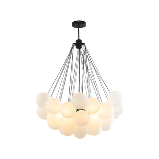 ZOWALA - Cluster White Glass Dining Room Black Bubble Chandelier Image - 6