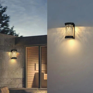 Fashion Column Glass Steel Outdoor Wall Lamp Black Zawala Image - 1