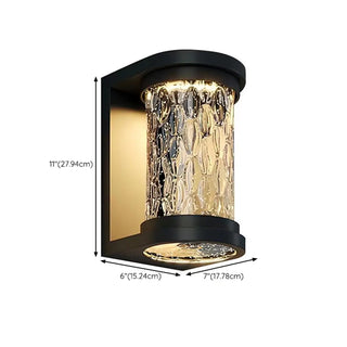 Fashion Column Glass Steel Outdoor Wall Lamp Black Zawala #size