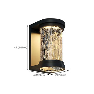 Fashion Column Glass Steel Outdoor Wall Lamp Black Zawala Image - 12