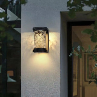Fashion Column Glass Steel Outdoor Wall Lamp Black Zawala Image - 4