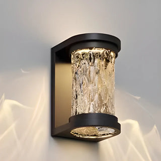 Fashion Column Glass Steel Outdoor Wall Lamp Black Zawala Image - 5