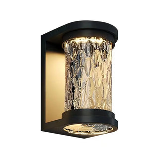 Fashion Column Glass Steel Outdoor Wall Lamp Black Zawala Image - 6