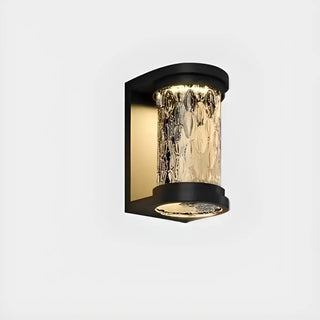 Fashion Column Glass Steel Outdoor Wall Lamp Black Zawala Image - 7