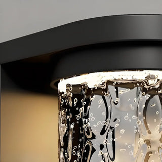 Fashion Column Glass Steel Outdoor Wall Lamp Black Zawala Image - 9