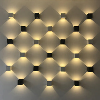 ZOWALA - Modern Black Up Down Outdoor Cube Wall Sconce Image - 11