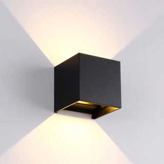 ZOWALA - Modern Black Up Down Outdoor Cube Wall Sconce Image - 2
