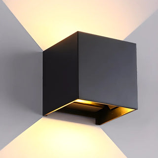 ZOWALA - Modern Black Up Down Outdoor Cube Wall Sconce Image - 6