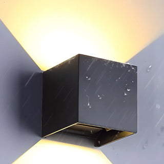 ZOWALA - Modern Black Up Down Outdoor Cube Wall Sconce Image - 7