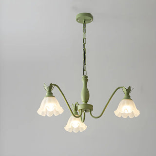 ZOWALA - Black Curve Arm Frosted Glass Flower Chandelier Image - 11