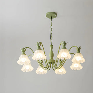 ZOWALA - Black Curve Arm Frosted Glass Flower Chandelier Image - 13