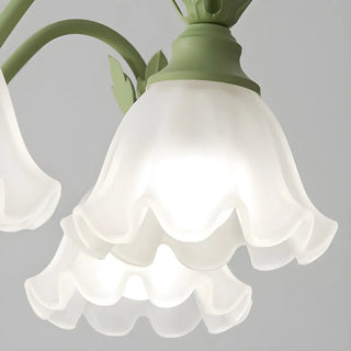 ZOWALA - Black Curve Arm Frosted Glass Flower Chandelier Image - 14