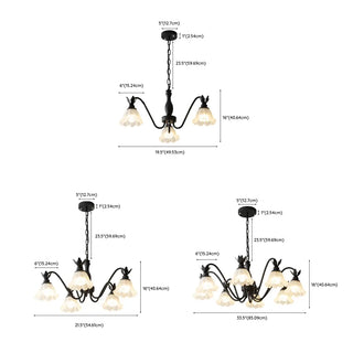 ZOWALA - Black Curve Arm Frosted Glass Flower Chandelier #size