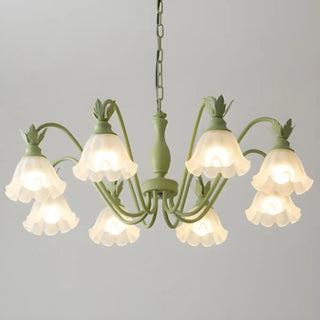 ZOWALA - Black Curve Arm Frosted Glass Flower Chandelier Image - 5