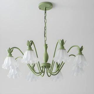 ZOWALA - Black Curve Arm Frosted Glass Flower Chandelier Image - 7