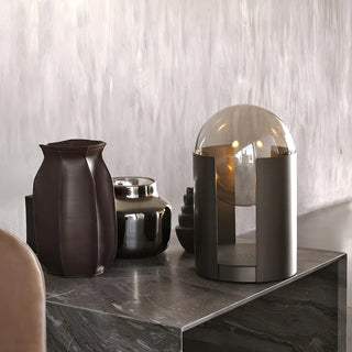 Unique Glass Globe Shade Geometric Black Table Lamp Zawala Image - 4