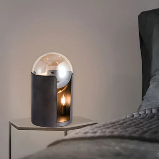 Unique Glass Globe Shade Geometric Black Table Lamp Zawala Image - 5