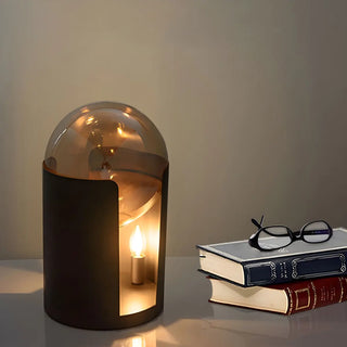 Unique Glass Globe Shade Geometric Black Table Lamp Zawala Image - 6