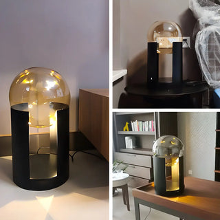 Unique Glass Globe Shade Geometric Black Table Lamp Zawala Image - 9