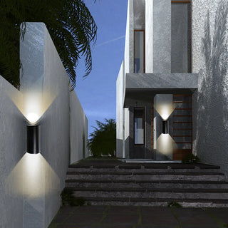 Modish Cylinder Black Exterior Up Down Wall Sconce Zawala Image - 1